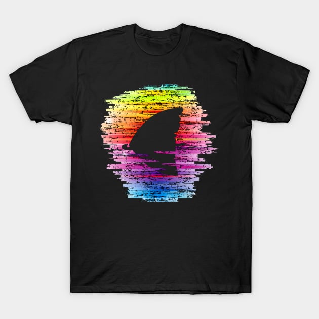 Rainbow Waters Shark Fin Awareness LGBT Pride Shark Lover T-Shirt by AmbersDesignsCo